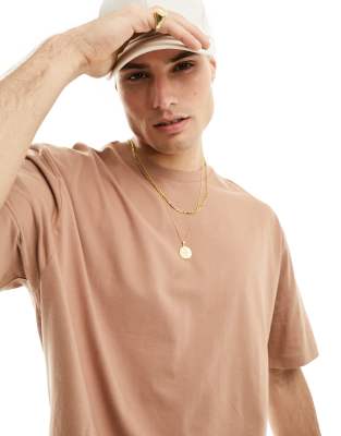 ASOS DESIGN - Essential - T-shirt oversize color cuoio