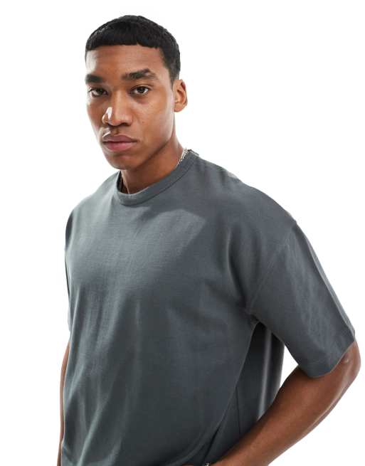 ASOS DESIGN - Essential - T-shirt oversize coupe carrée en tissu épais 240 g/m² - Anthracite