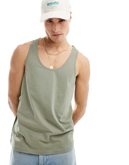 ASOS DESIGN essential tank top in khaki green 