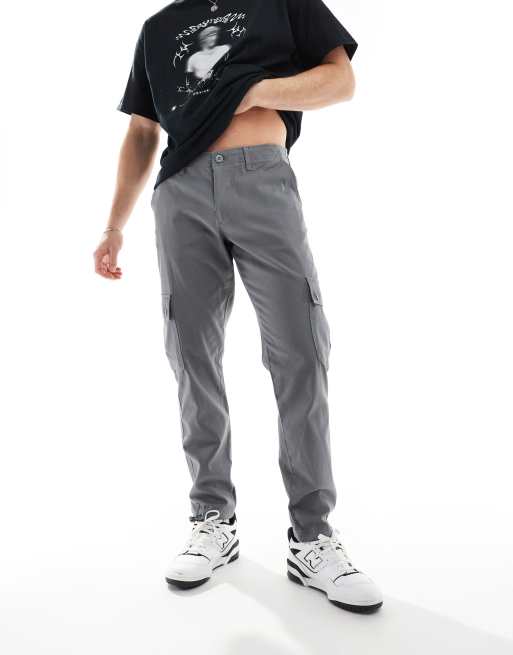 ASOS DESIGN Essential tapered cargo trouser in grey ASOS