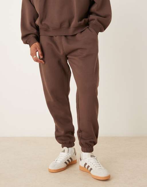 ASOS DESIGN essential tapered jogger in brown 