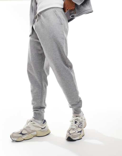 ASOS DESIGN essential tapered joggers in grey marl ASOS