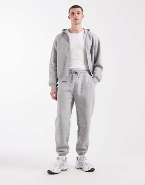 ASOS DESIGN essential tapered sweatpants in gray heather - view 1