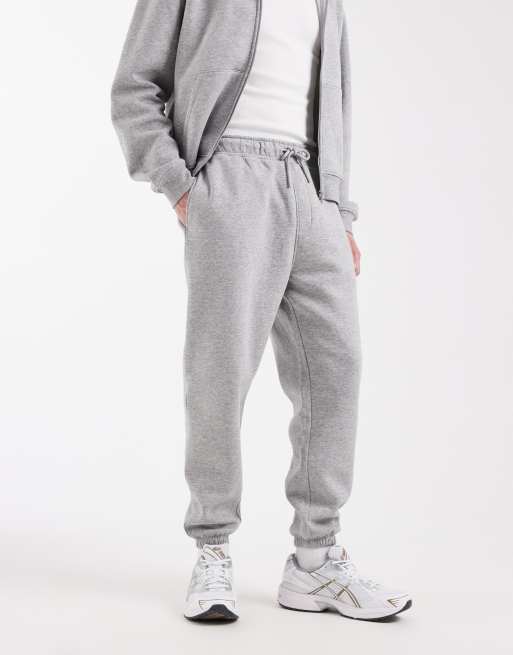 ASOS DESIGN essential tapered sweatpants in gray heather, 3 of 5