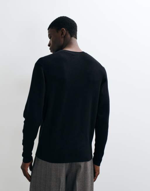 ASOS DESIGN essential tunnstickad tröja med rund halsringning i svart, 5 av 5