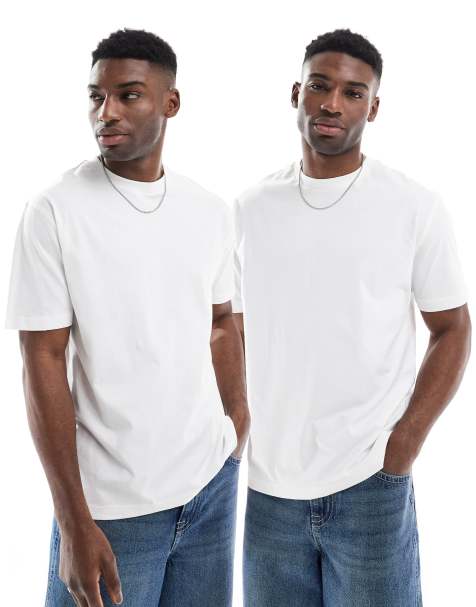 ASOS DESIGN – Essential – Vit, avslappnad t-shirt, 2-pack - view 1