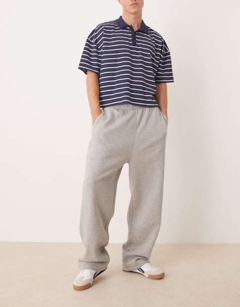 ASOS DESIGN essential wide leg jogger in grey marl - view 1