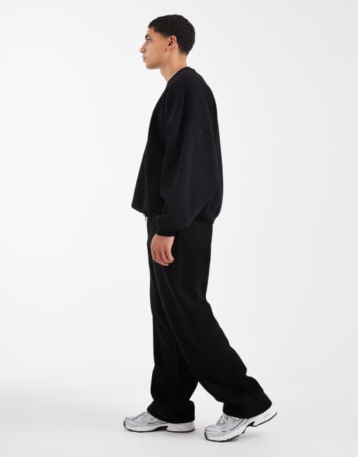 ASOS DESIGN essential wide leg sweatpants in black, 3 of 5
