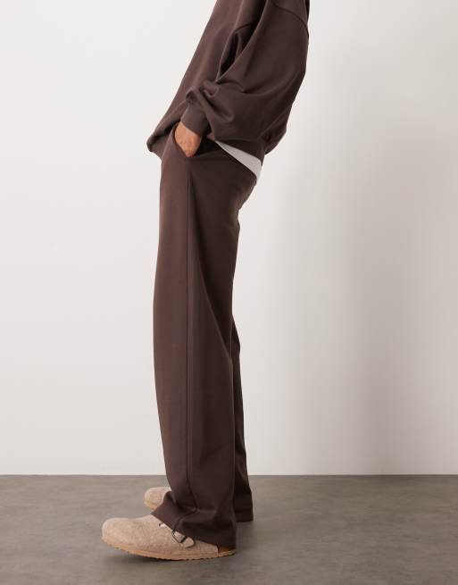 ASOS DESIGN essential wide leg sweatpants in brown, 2 of 5