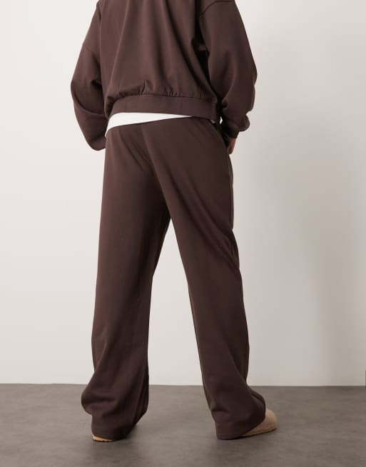 ASOS DESIGN essential wide leg sweatpants in brown, 4 of 5