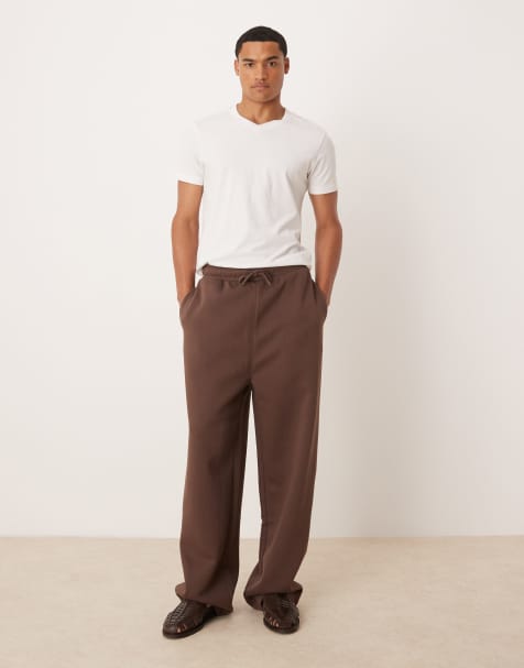 ASOS DESIGN essential wide leg sweatpants in brown - view 1