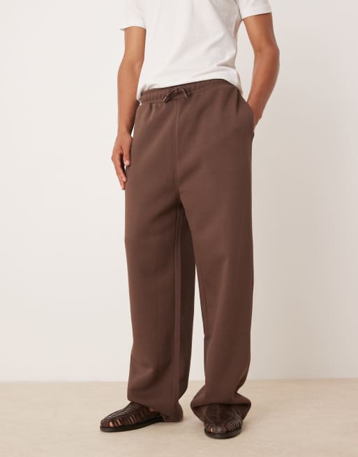 ASOS DESIGN essential wide leg sweatpants in brown 