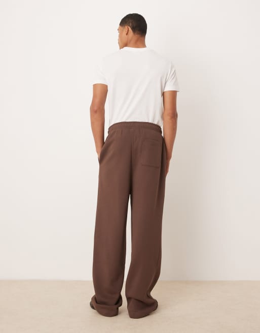 ASOS DESIGN essential wide leg sweatpants in brown 
