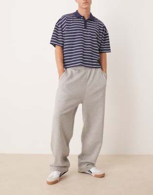essential wide leg sweatpants in gray heather