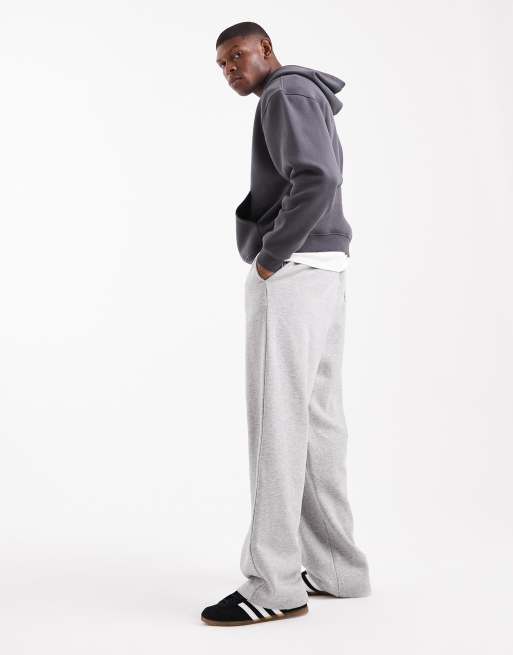 ASOS DESIGN essential wide leg sweatpants in gray heather