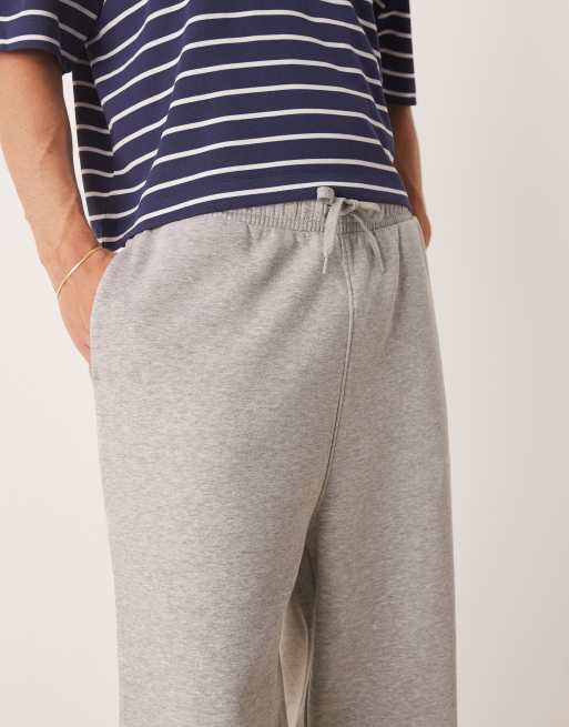 ASOS DESIGN essential wide leg sweatpants in gray heather