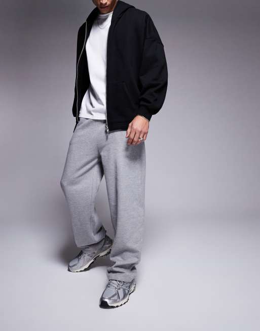 ASOS DESIGN essential wide leg sweatpants in heather gray , 2 of 5