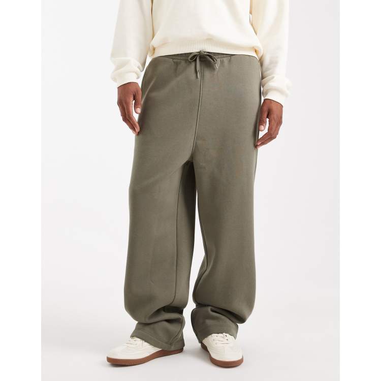ASOS DESIGN essential wide leg sweatpants in khaki | ASOS