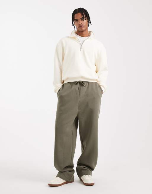 ASOS DESIGN essential wide leg sweatpants in khaki