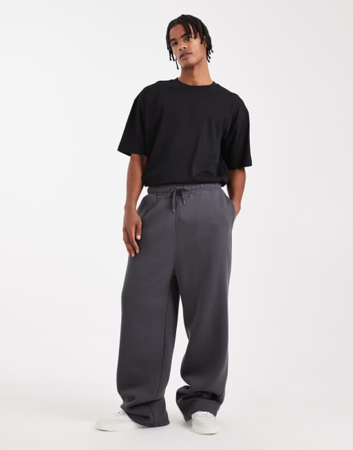 ASOS DESIGN essential wide leg sweatpants in washed black