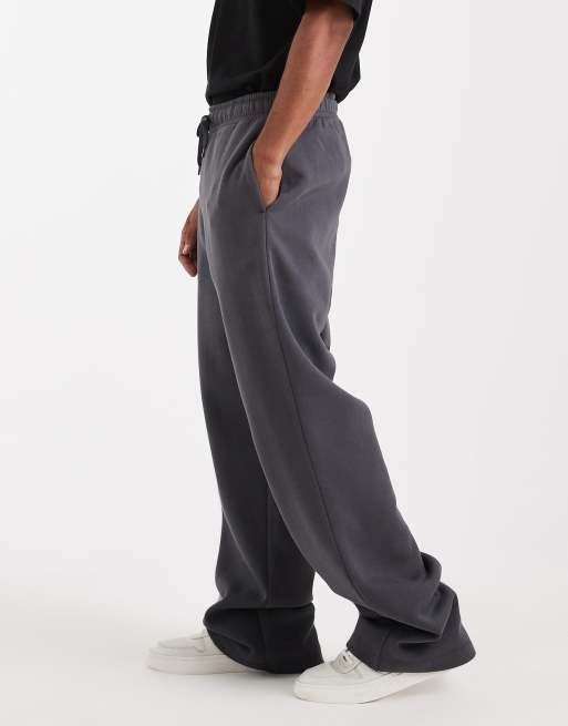 ASOS DESIGN essential wide leg sweatpants in washed black