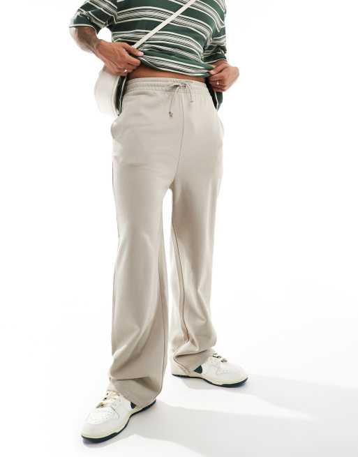 ASOS DESIGN essential wide leg trackies in beige 