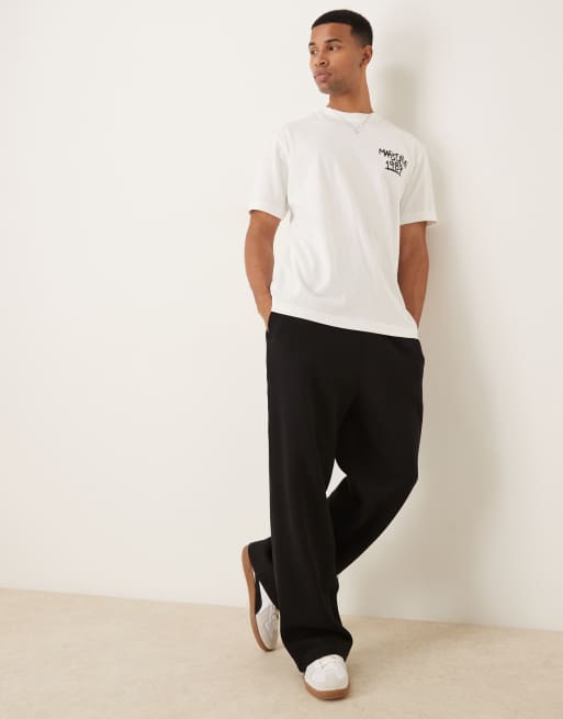 ASOS DESIGN essential wide leg trackies in black