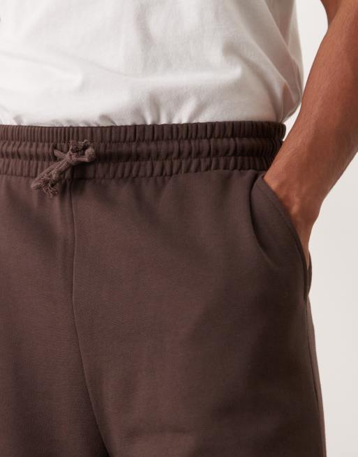 ASOS DESIGN essential wide leg trackies in brown, 5 of 5