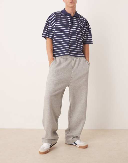 ASOS DESIGN Essential wide leg trackies in grey marl 