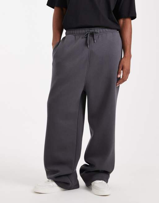 ASOS DESIGN Essential wide leg trackies in washed black