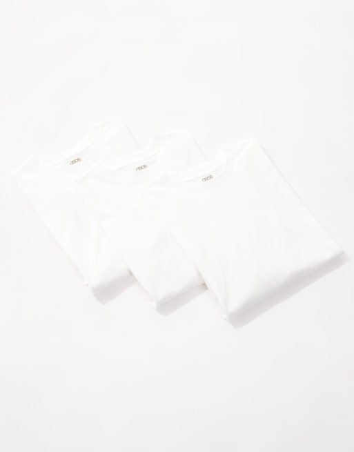 ASOS DESIGN – Essential – Zestaw 3 białych T-shirtów oversize   