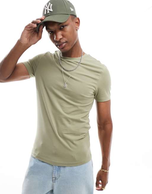 ASOS DESIGN – Essential – Zielony T-shirt o kroju podkreślającym sylwetkę