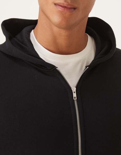 ASOS DESIGN essential zip through hoodie in black