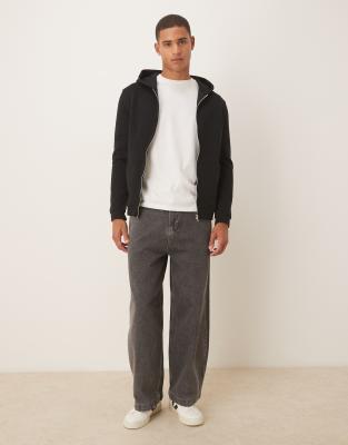 Asos Design Essential Zip Up Hoodie In Black
