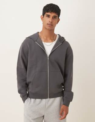 Asos Design Essential Zip Up Hoodie In Blue