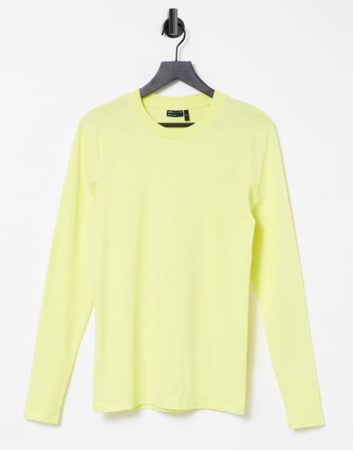 ASOS DESIGN – Essential – Żółty T-shirt o kroju podkreślającym sylwetkę z długim rękawem