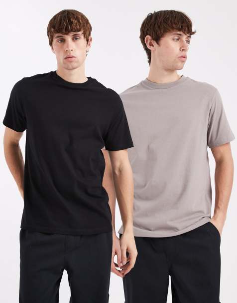 ASOS DESIGN Essentials 2 pack crew neck t-shirt in black and charcoal - view 1