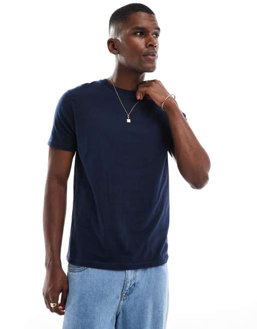 ASOS DESIGN essentials 2 pack crew neck T-shirts in navy and stone  , 2 of 4