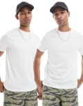 [ASOS DESIGN] ASOS DESIGN essentials 2 pack crew neck t-shirts in white-Multi 2XL WHITE
