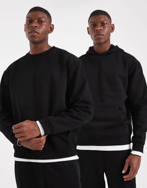 ASOS DESIGN essentials 2 pack hoodie and sweatshirt in black - view 1