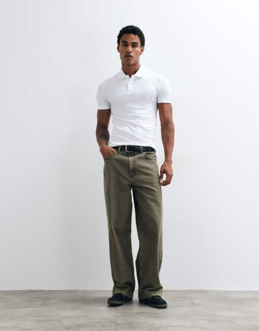 ASOS DESIGN Essentials 2 pack muscle fit polos in white and stone pique, 4 of 5