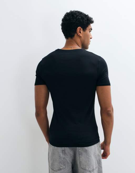 ASOS DESIGN essentials 2 pack muscle fit t-shirts in black, 5 of 5