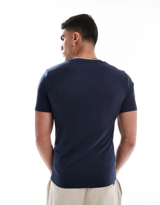ASOS DESIGN essentials 2 pack muscle fit t-shirts in cream and navy , 4 of 4