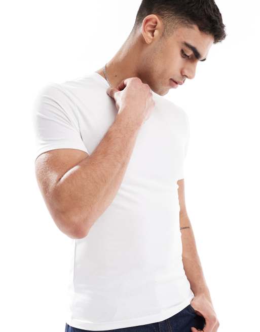 ASOS DESIGN essentials 2 pack muscle fit T-shirts in white and gray, 2 of 4