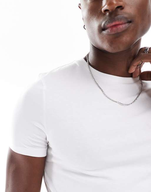 ASOS DESIGN 2 pack muscle fit t-shirt with crew neck in white