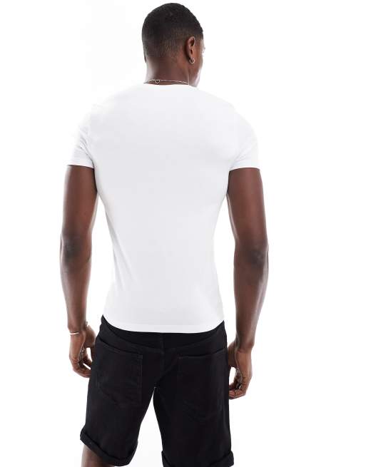 ASOS DESIGN Essentials 2 pack muscle fit t-shirts in white, 3 of 4