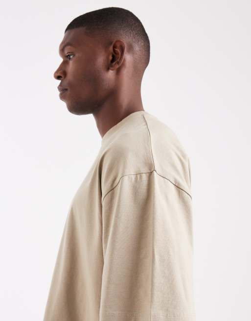 ASOS DESIGN Essentials 2 pack oversized t-shirt in dark green and beige, 4 of 5