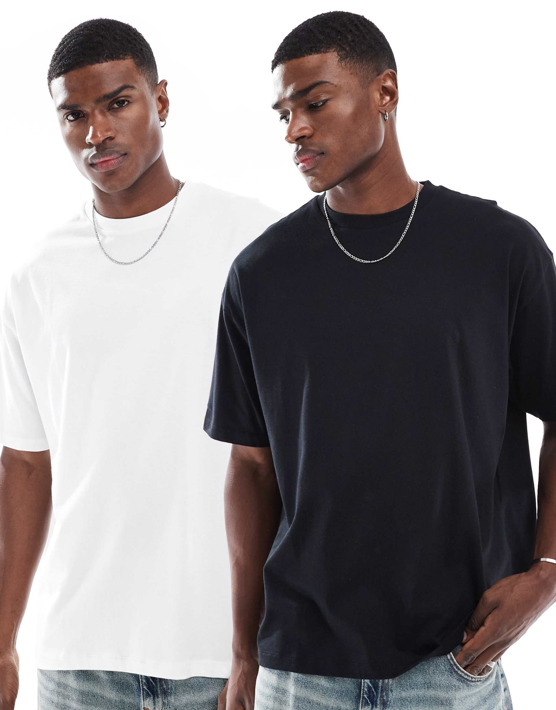 ASOS DESIGN Essentials 2 pack oversized t-shirts in black and white