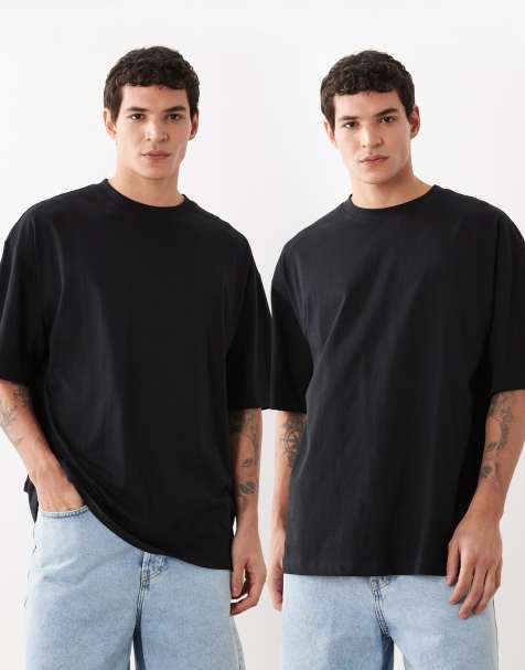 ASOS DESIGN essentials 2 pack oversized t-shirts in black - view 1