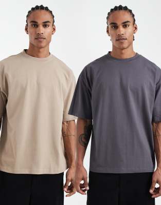 Asos Design Essentials 2 Pack Oversized T-shirts In Multi